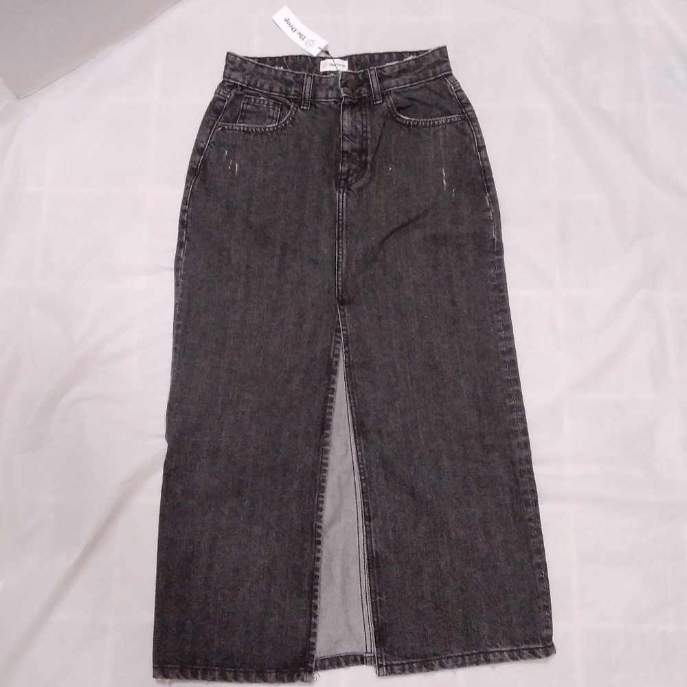 NWT The Drop XS Dixon Faded Carbon Black Denim Skirt